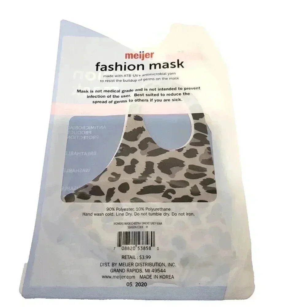 Meijer Face Mask Large Women's Washable Reusable UV Protection Cheetah